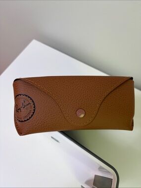 Ray-Ban Brown Leatherette Sunglasses Case with Snap Closure